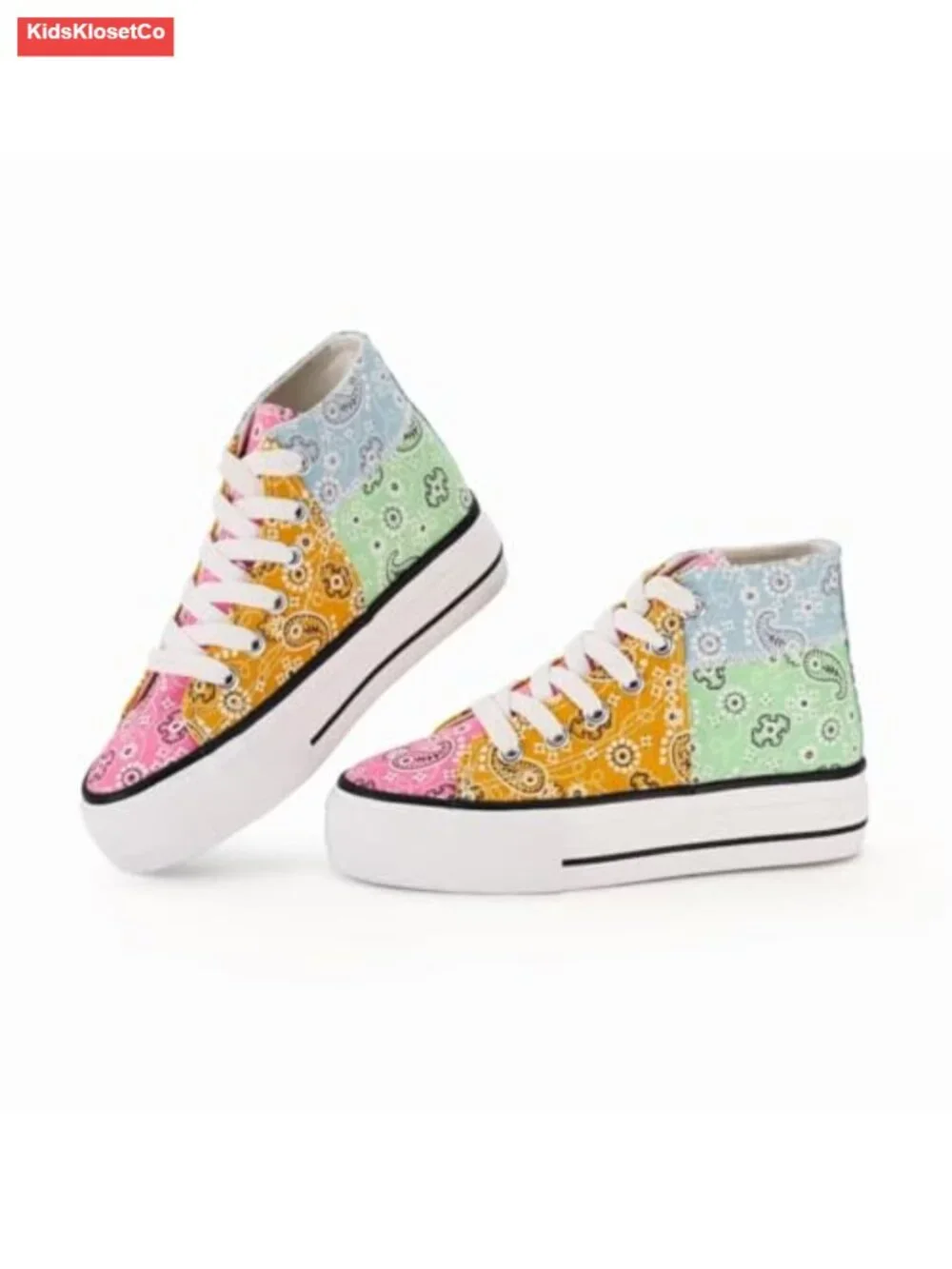 Girls Platform Canvas Lace-Up Sneakers Non-Slip Rubber Sole